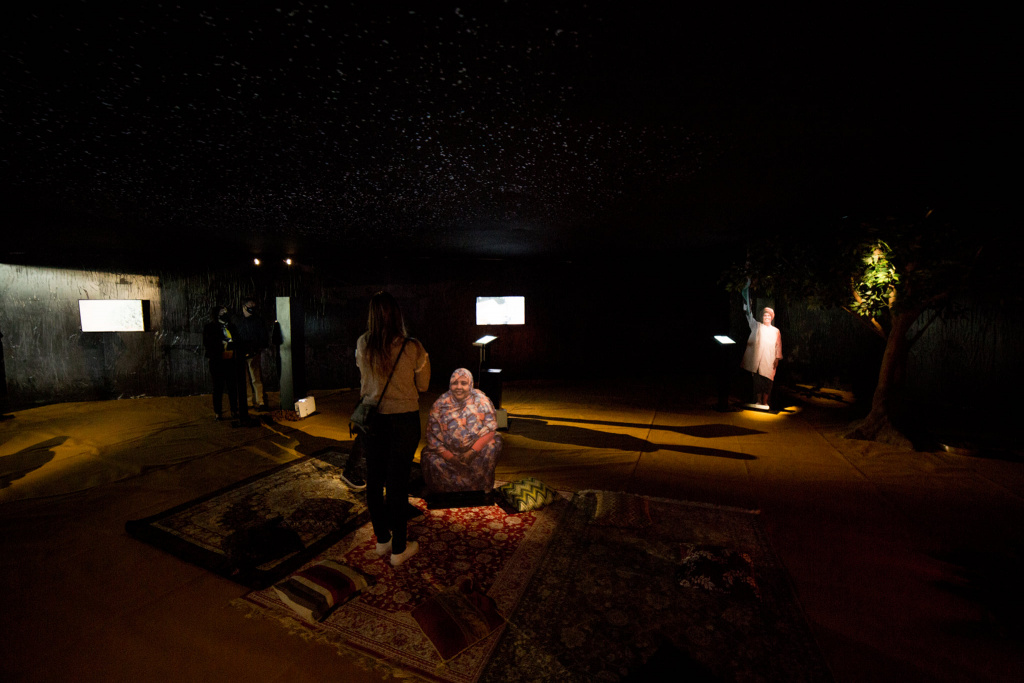 Visitors at the Irifi art gallery installation in Petropolis, Brazil.